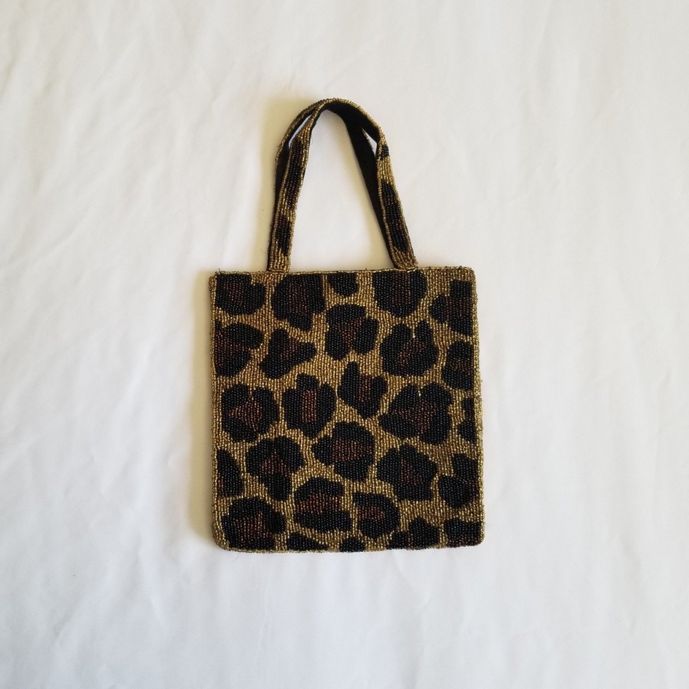 Vintage Beaded Leopard Clutch Purse